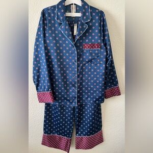 In Bloom by Jonquil - Satin Blue and Red Pajamas Set - Size S